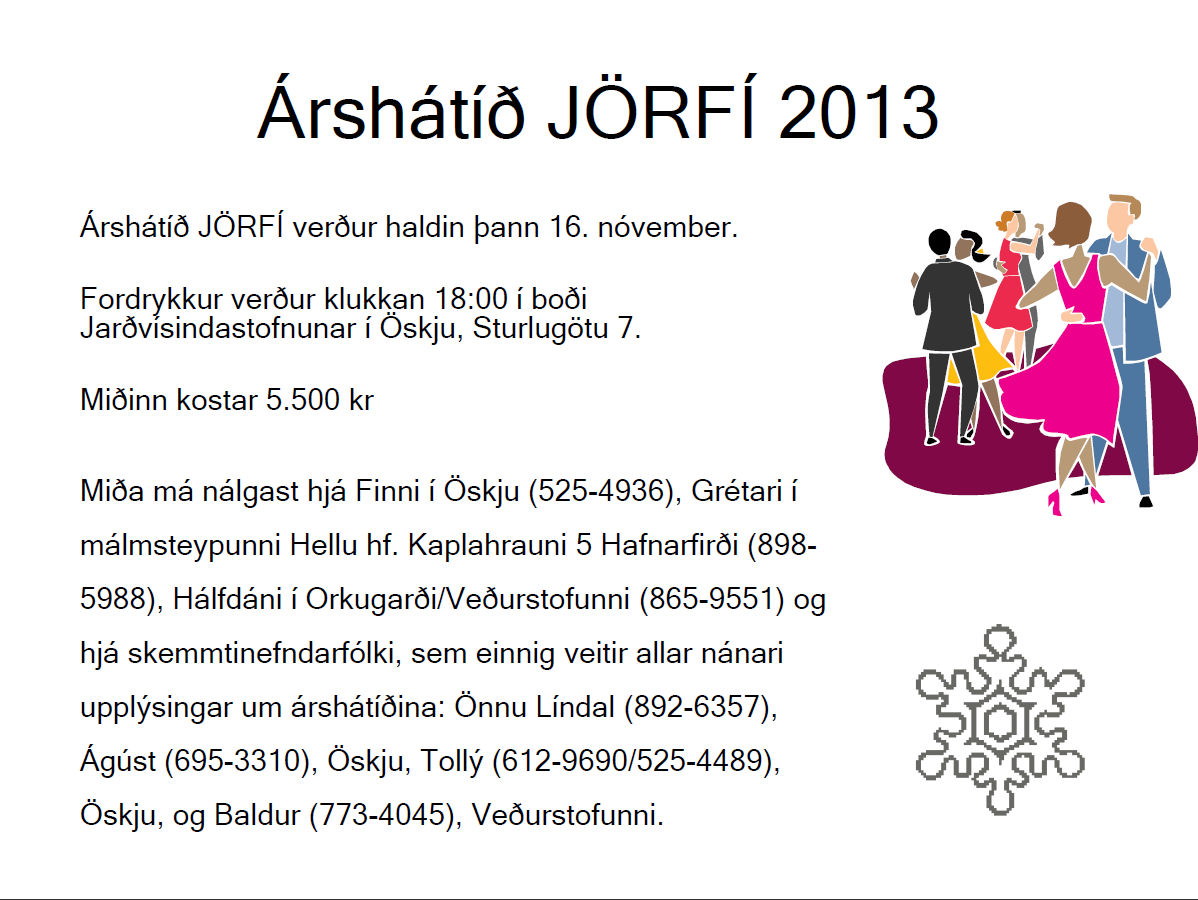 Auglýsing árshátíð JÖRFÍ 2013